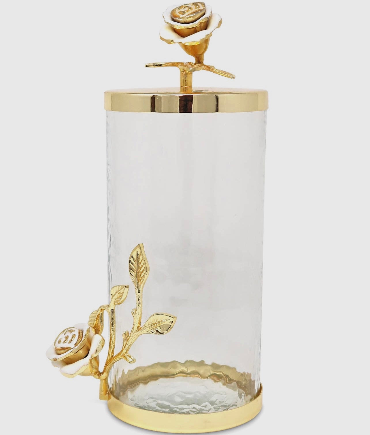 Gold Rose Canister With Metal Lid
