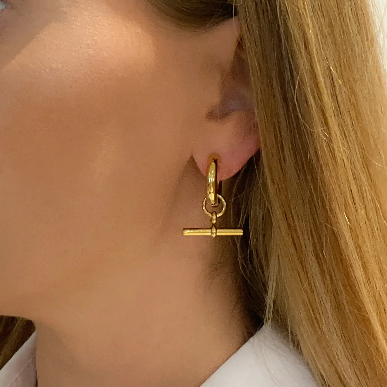T Bar Hoop Earrings