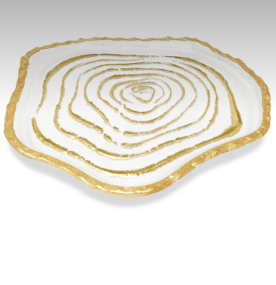 Set of 4 Gold Grained Glass Plates