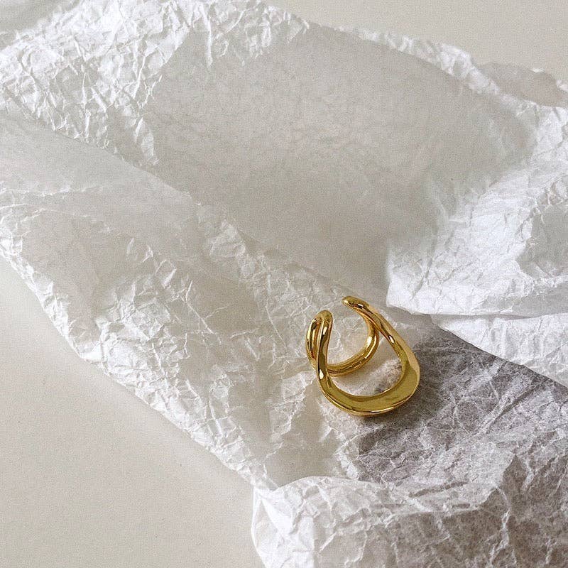 Unique design double line golden n silver ear cuff-one piece: Gold