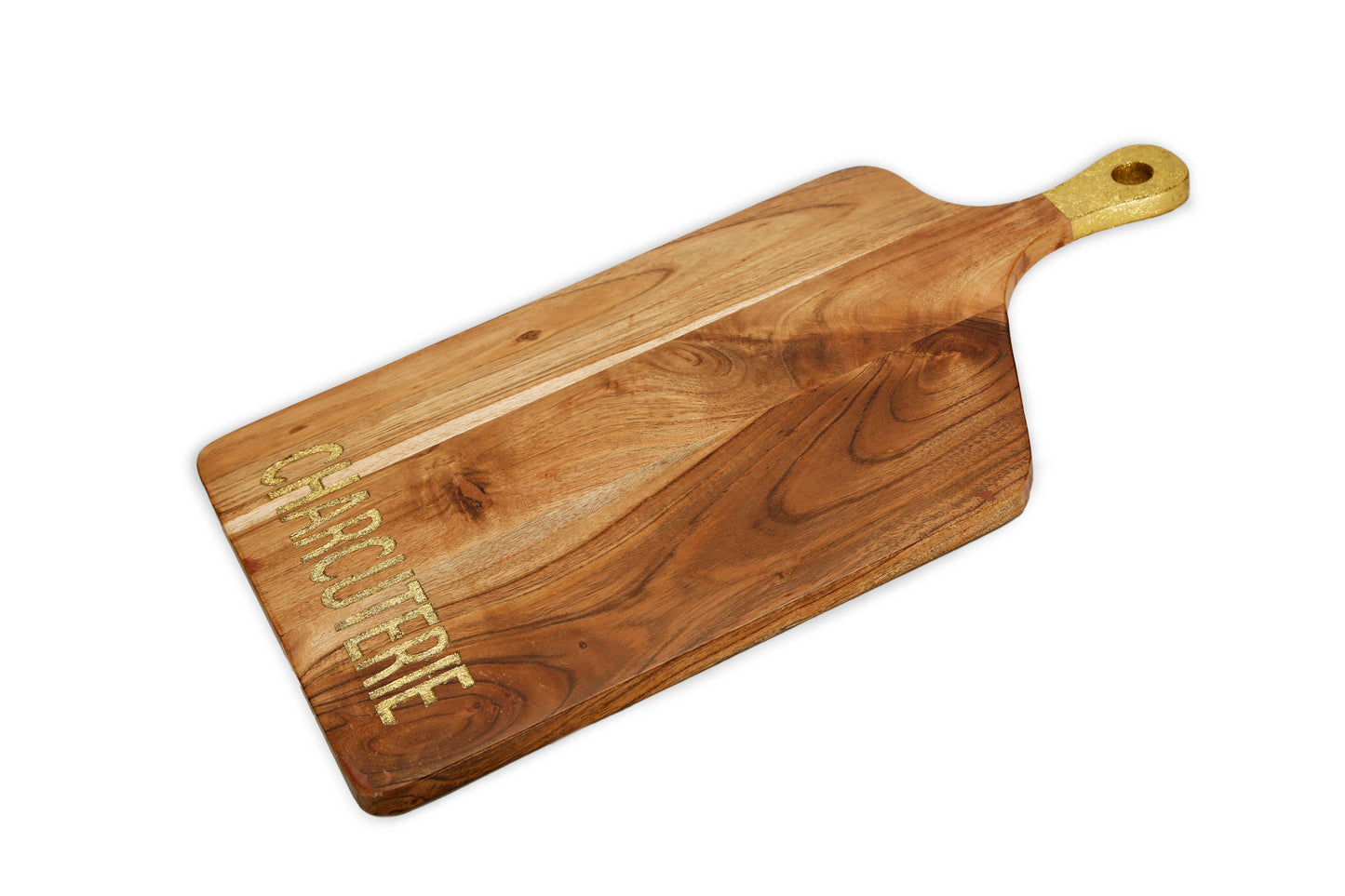Wood Charcuterie Board With Gold Handle