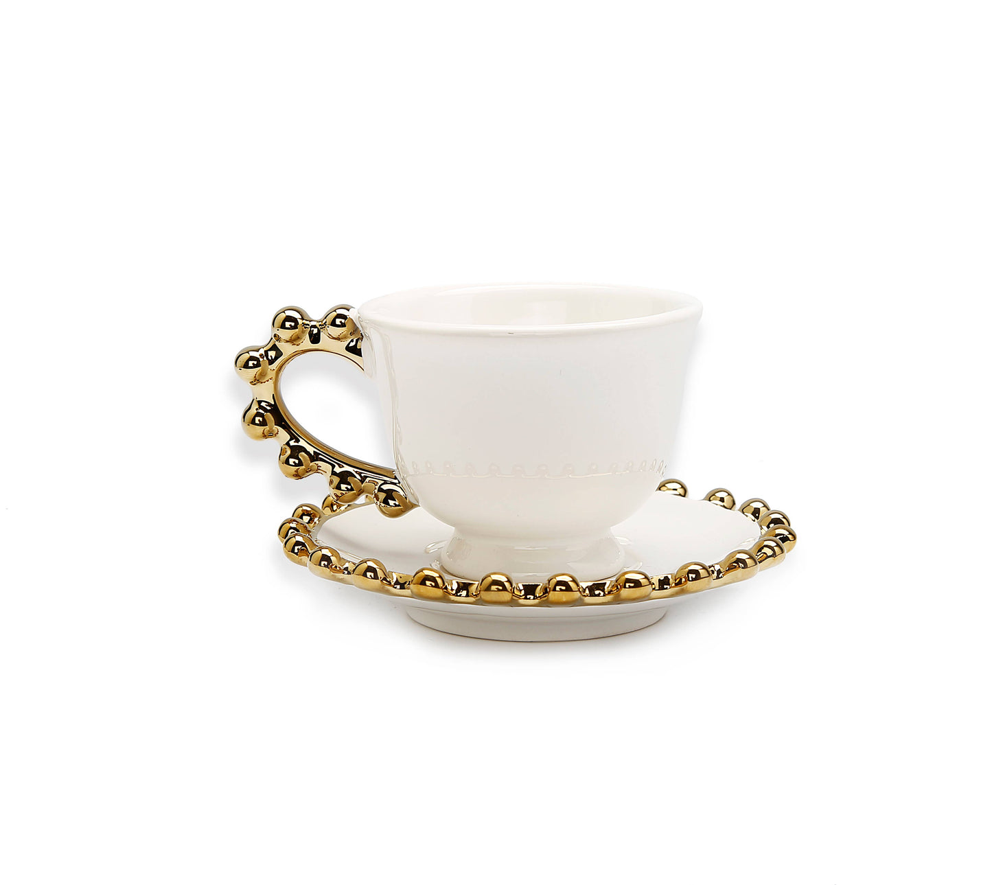 5 Piece White Dinner Set Gold Beaded Border (For 1 seating)