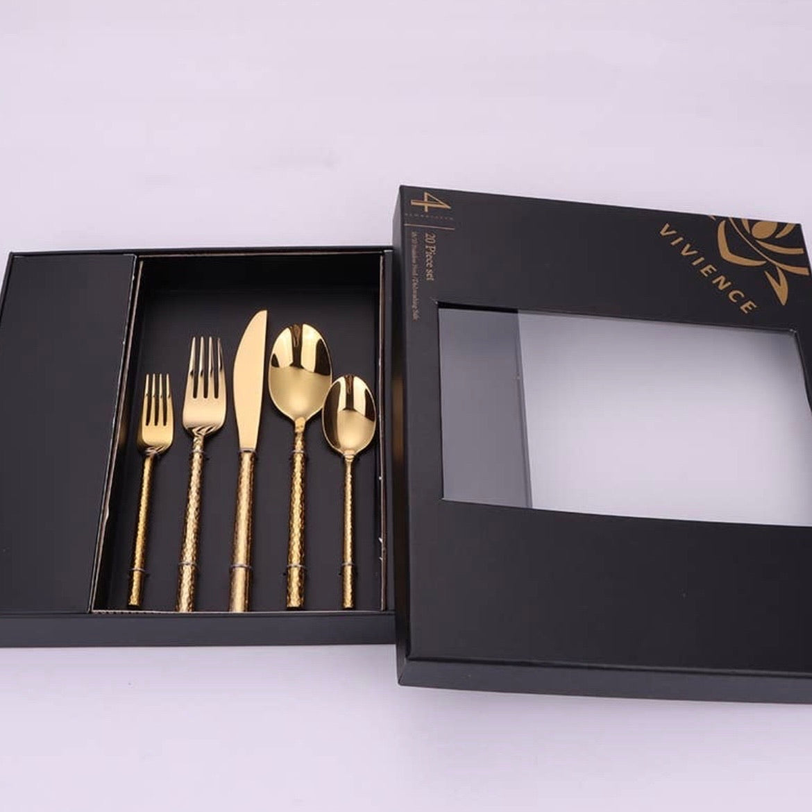 Pexo 20 Pc Flatware Set Gold Handle