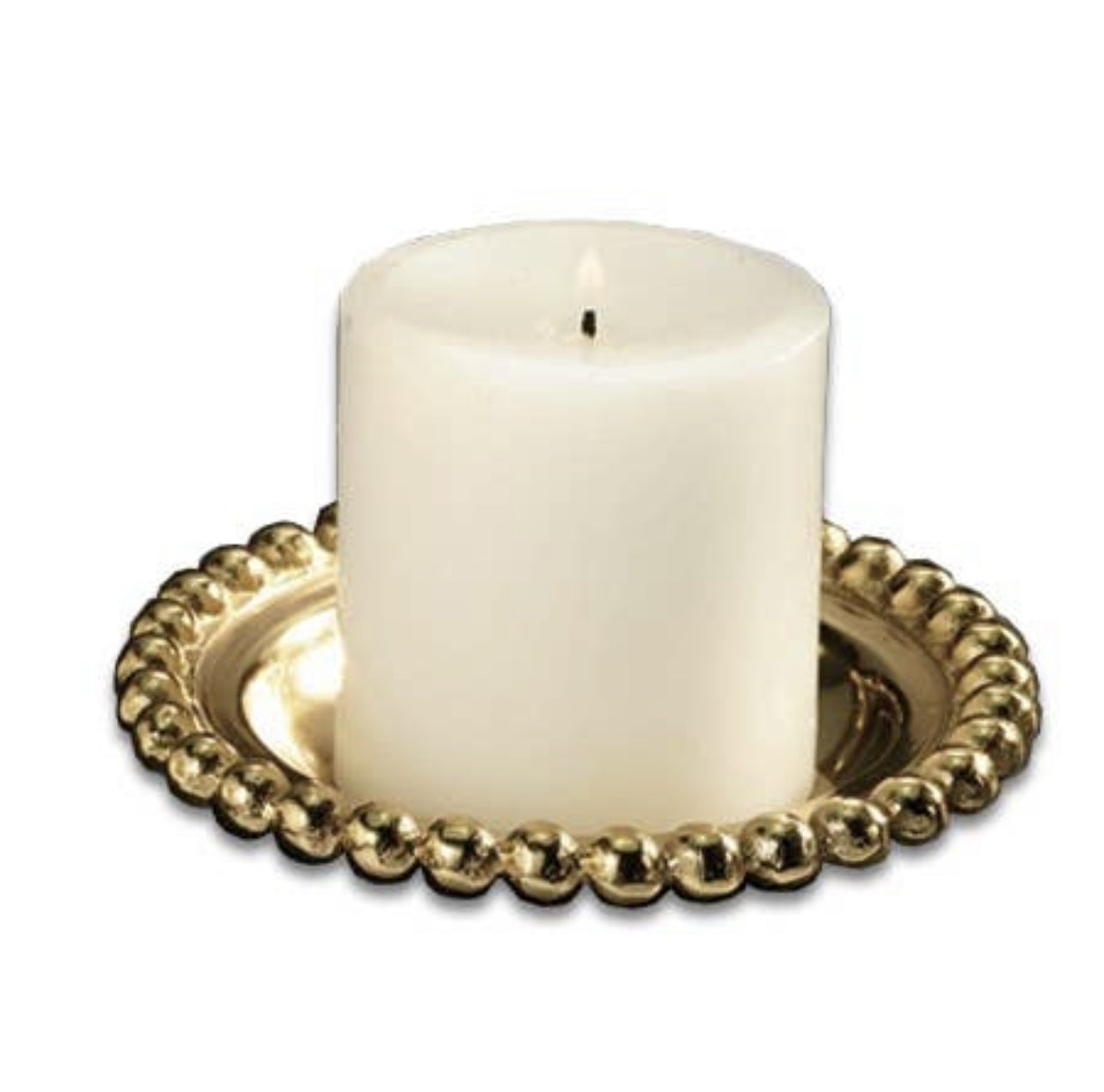 Gold Beaded Round Decorative Plate