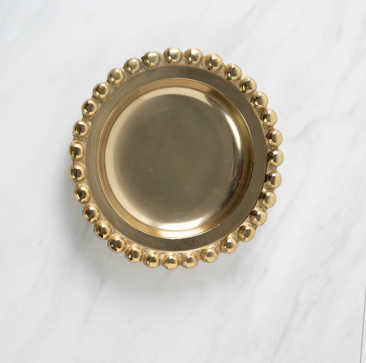 Gold Beaded Round Decorative Plate