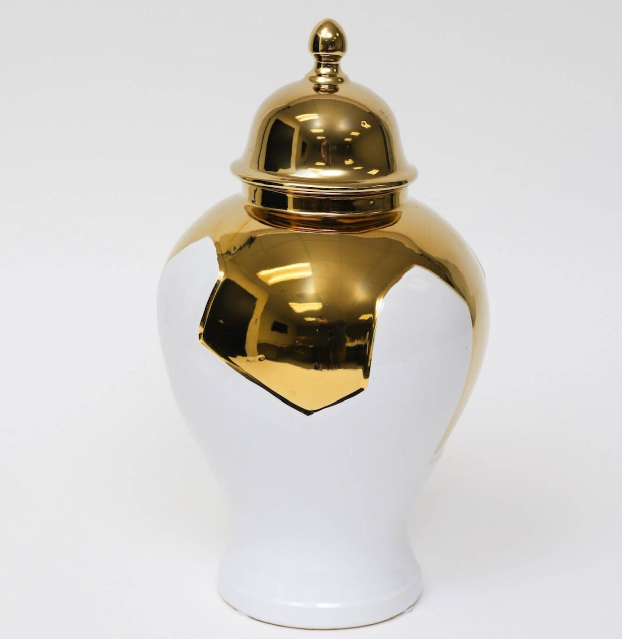 White and Gold Geometric Ginger Jar