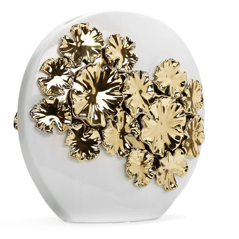White Ceramic Vase With Gold Floral Design (4 variations)
