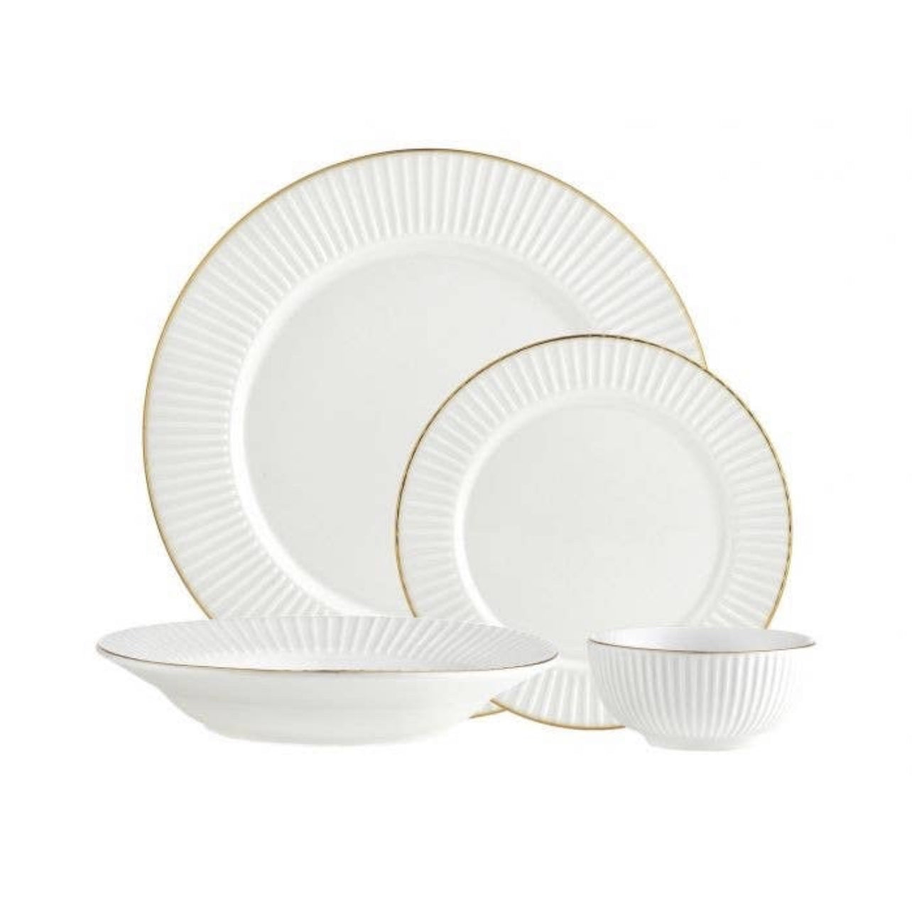 Linear Ripple Gold 16 Piece Dining Set