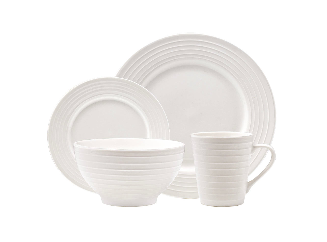 Circular Ripple White 16 Piece Dining Set