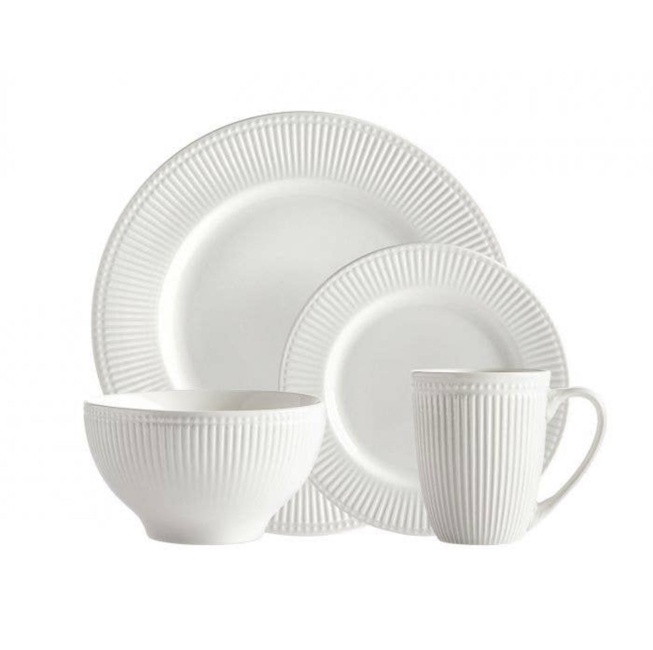 Linear Ripple White 16 Piece Dining Set