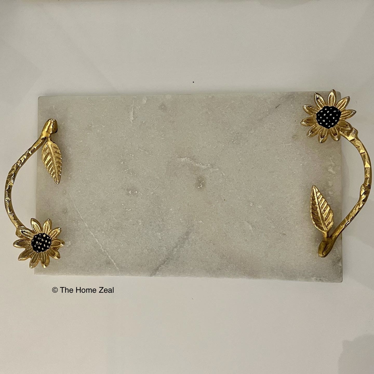 Gold Sun Flower Marble Tray
