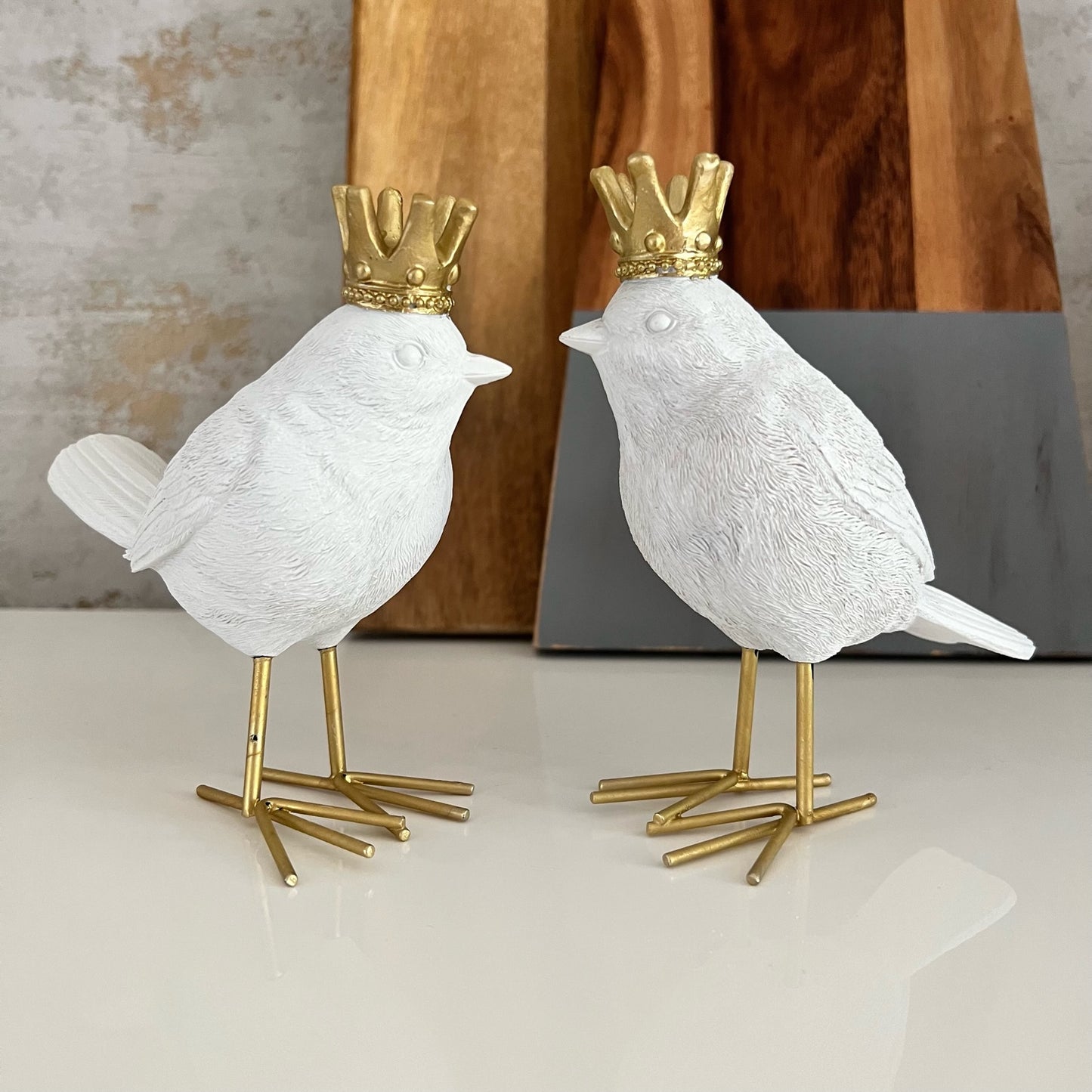 Pair Of Birds With Gold Crowns