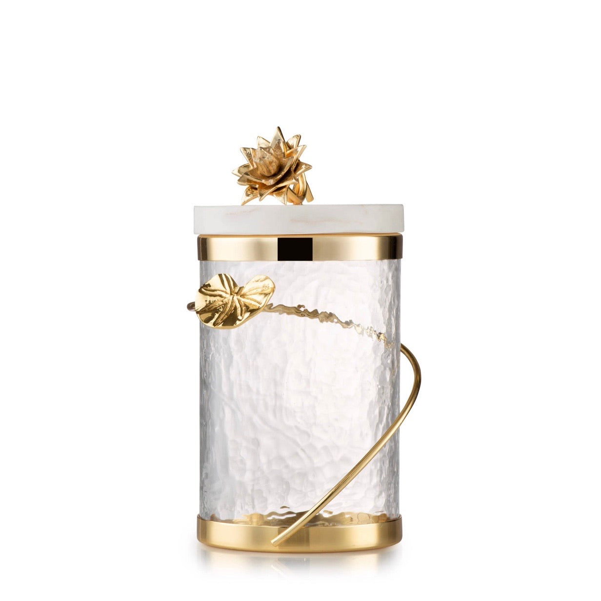 Gold Leaf Canister With floral lotus Lid