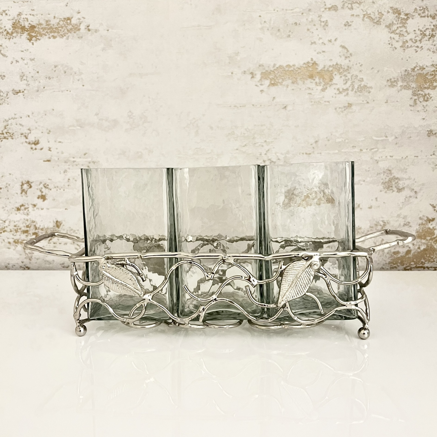 Leaf Cutlery Holder - Gold Sliver