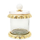 Hammered Glass Canister With Lined Ruffled And Marble Lid