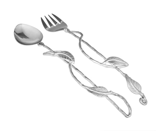 12”L Set Of 2 Salad Servers Nickel