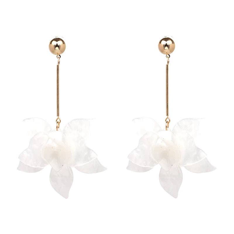 Francoise White Flower Drop Earrings