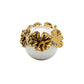 White Ceramic Candle Holder Gold Flower Design: Small