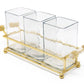 Cutlery Holder with Silver Frame and Cylinder Handles - 12.6: Gold/Marble Handles