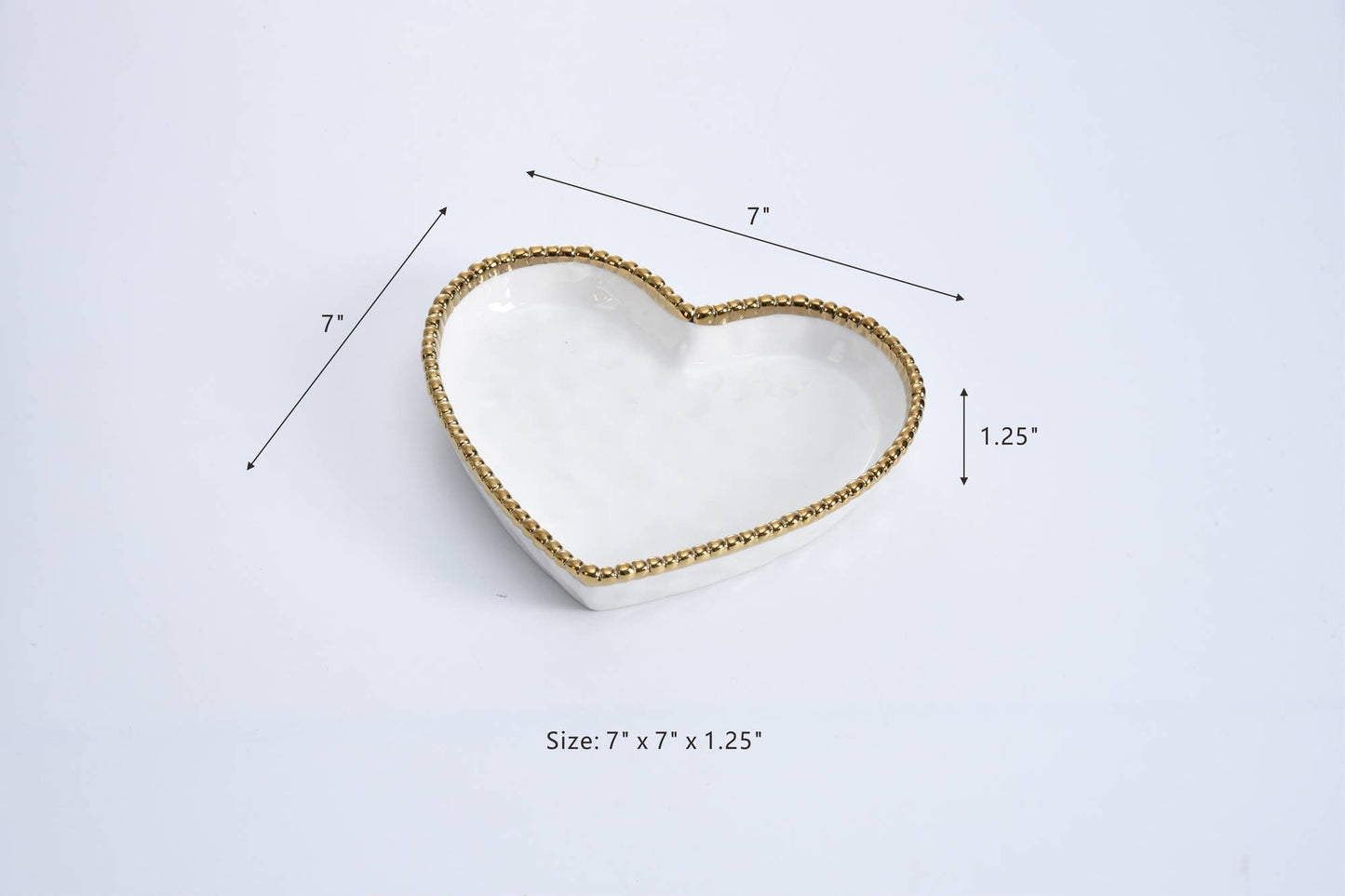 Heart Dish White with Gold Trim