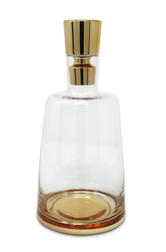 Glass Decanter With Gold Base And Lid