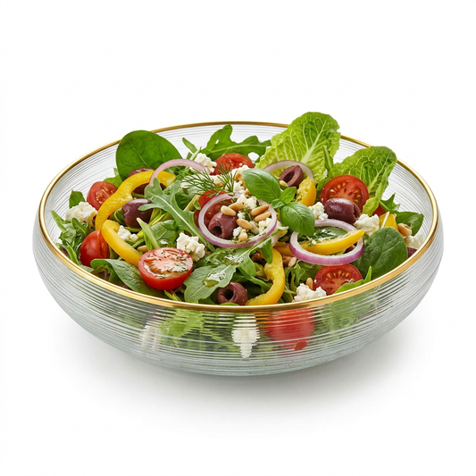 Curved Glass Bowl with Gold Rim
