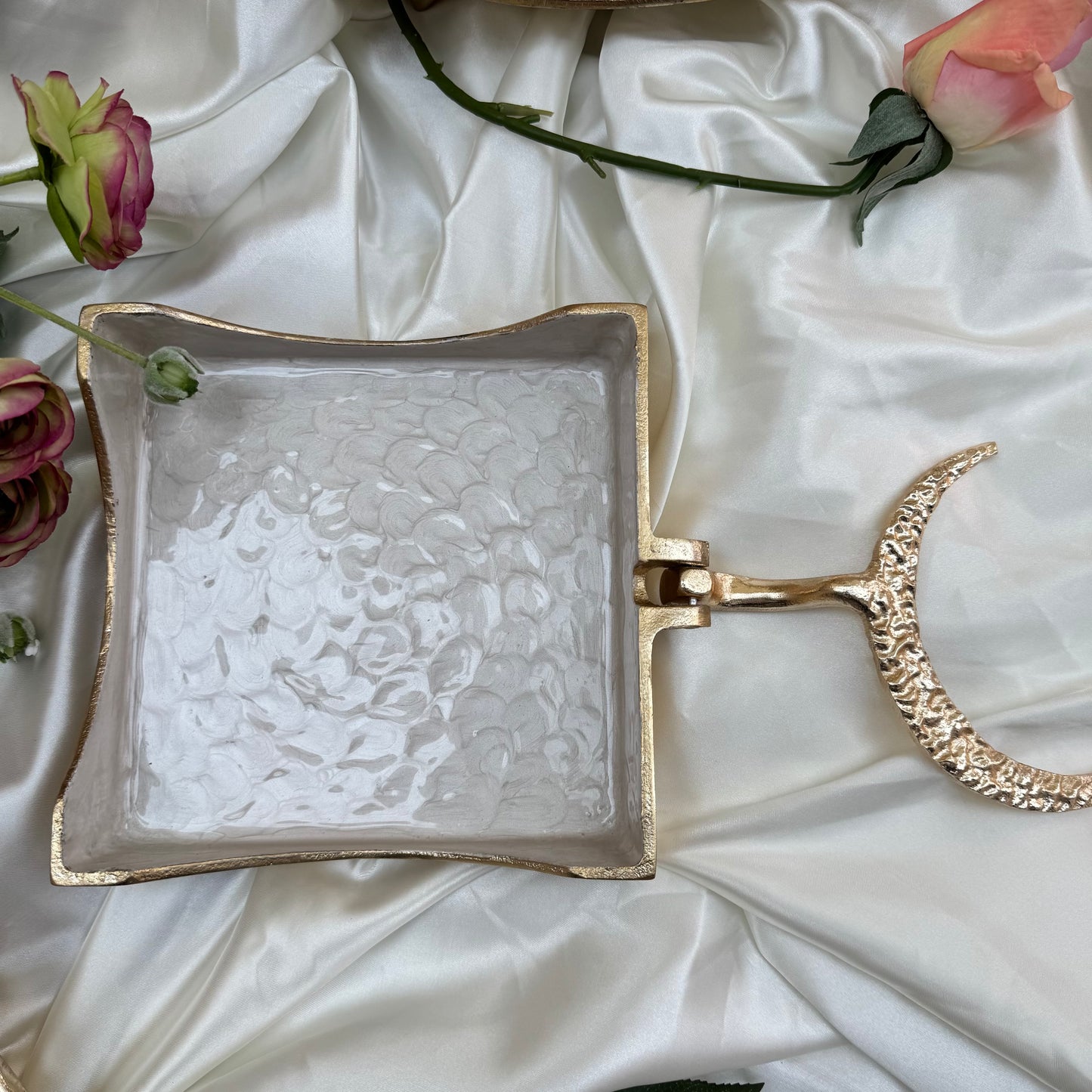 Gold And White Enamelled Napkin Holder