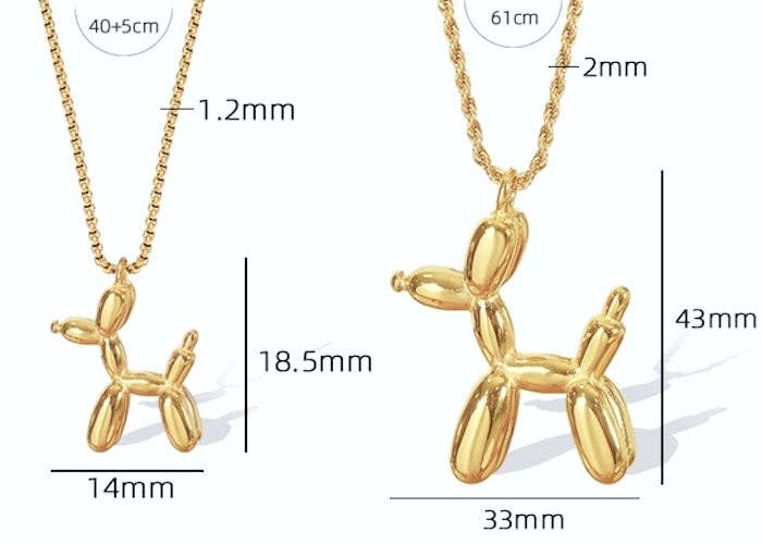 Cute Balloon Dog Pendant Necklace: Small Pendant