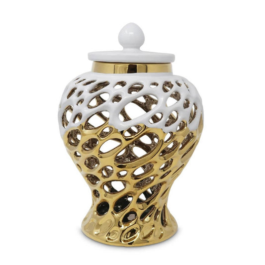 Gold and White Design Ginger Jar