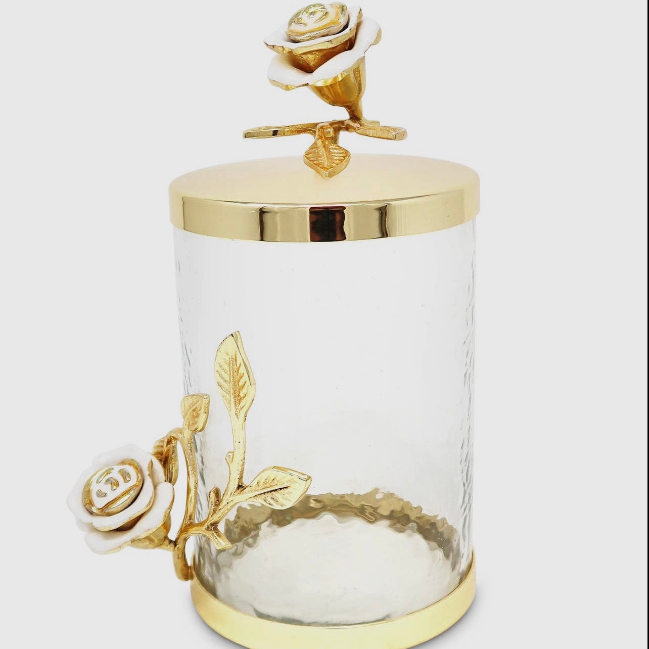 Gold Rose Canister With Metal Lid