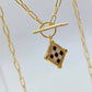 Checkboard necklace-Gold vermeil