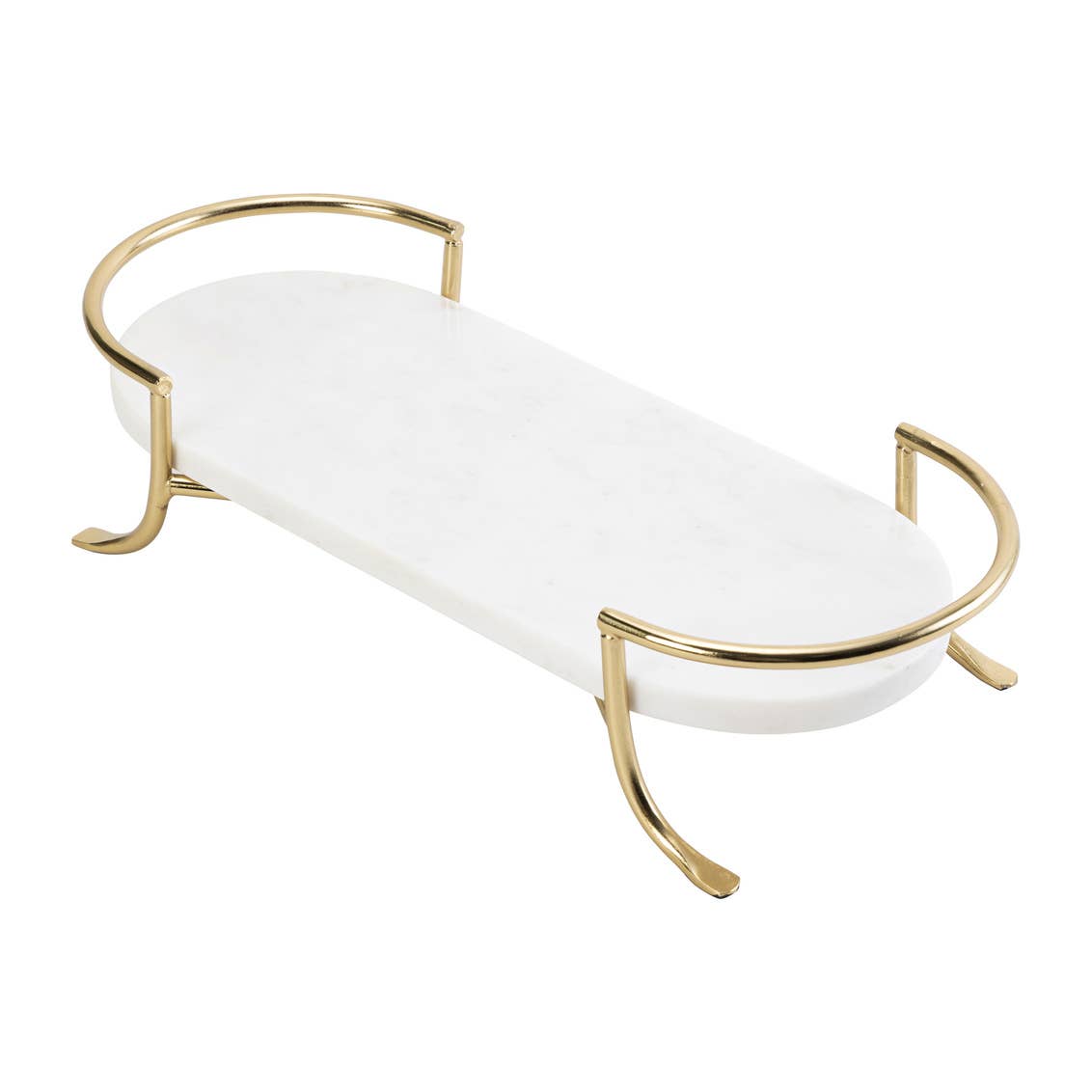 Oval Marble Tray with Gold Stand