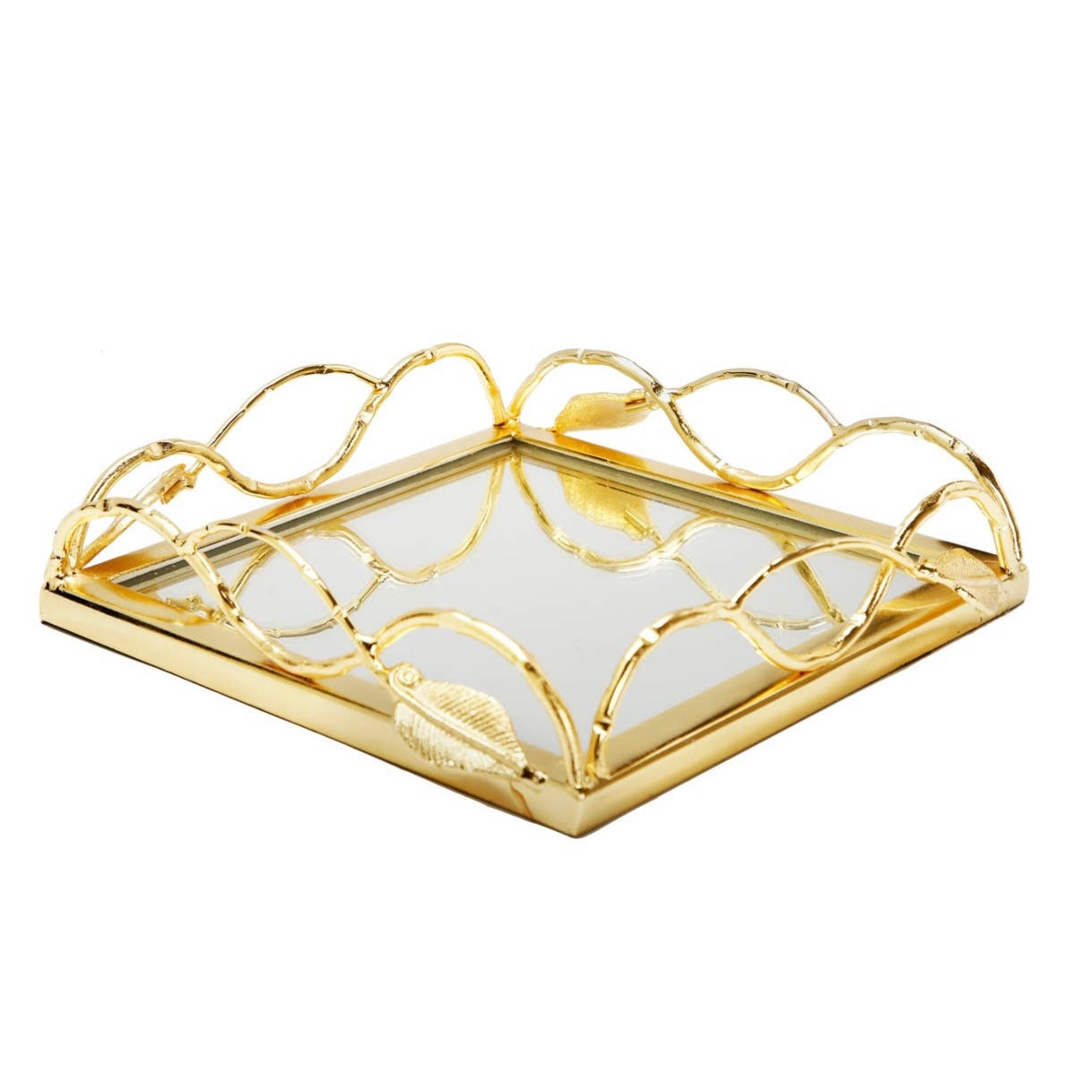 Mirror Napkin Holder With Gold Leaf Design