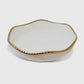 White Salad Bowl With Gold Rope Edge
