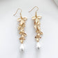 Delicate Gold Flower and Pearl Dangle Earrings