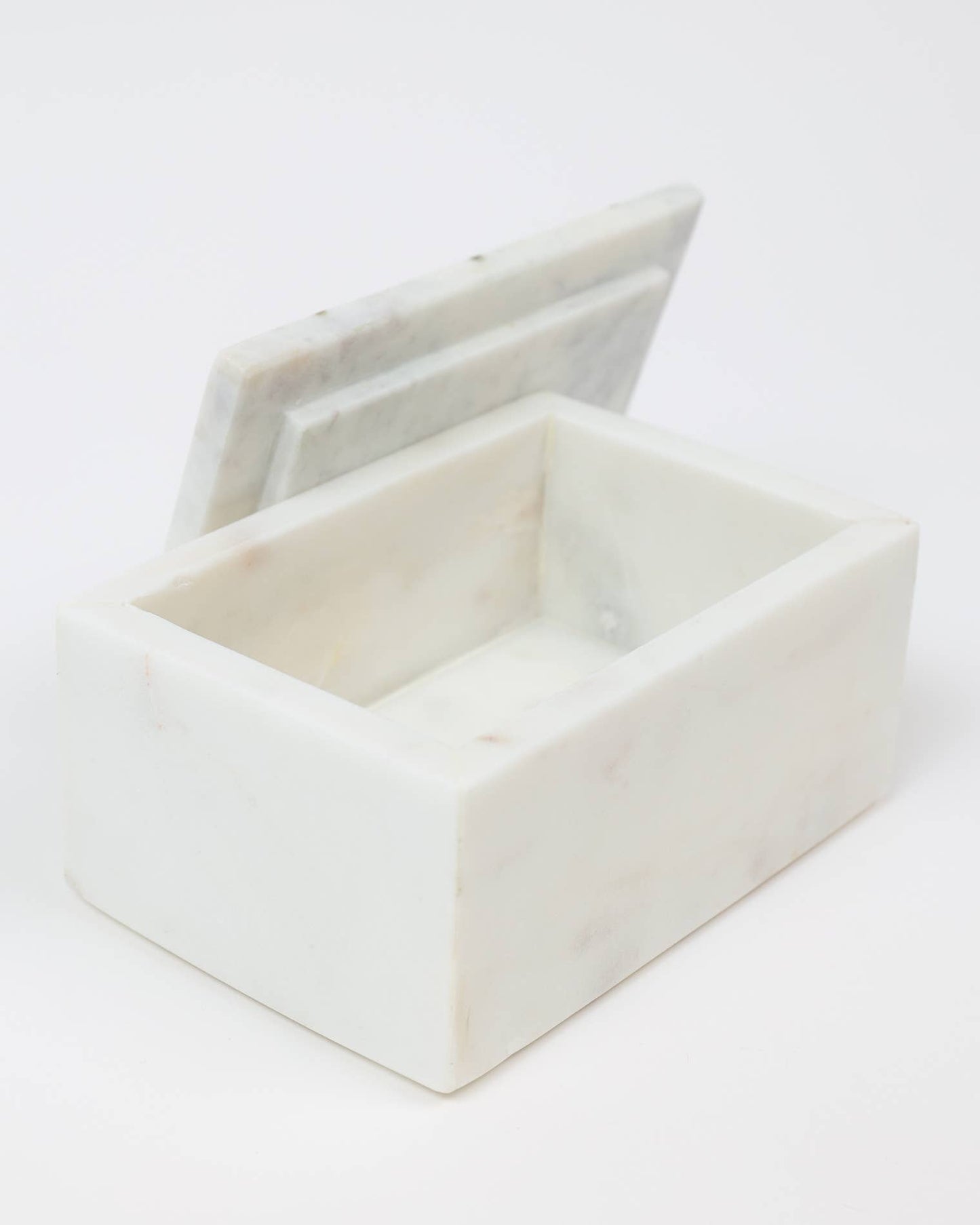 White Marble Decorative Box w/ Gold Hexagon Design on Cover