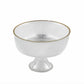 Footed Glass Salad Bowl Straight Cut, Ribbed with Gold Rim