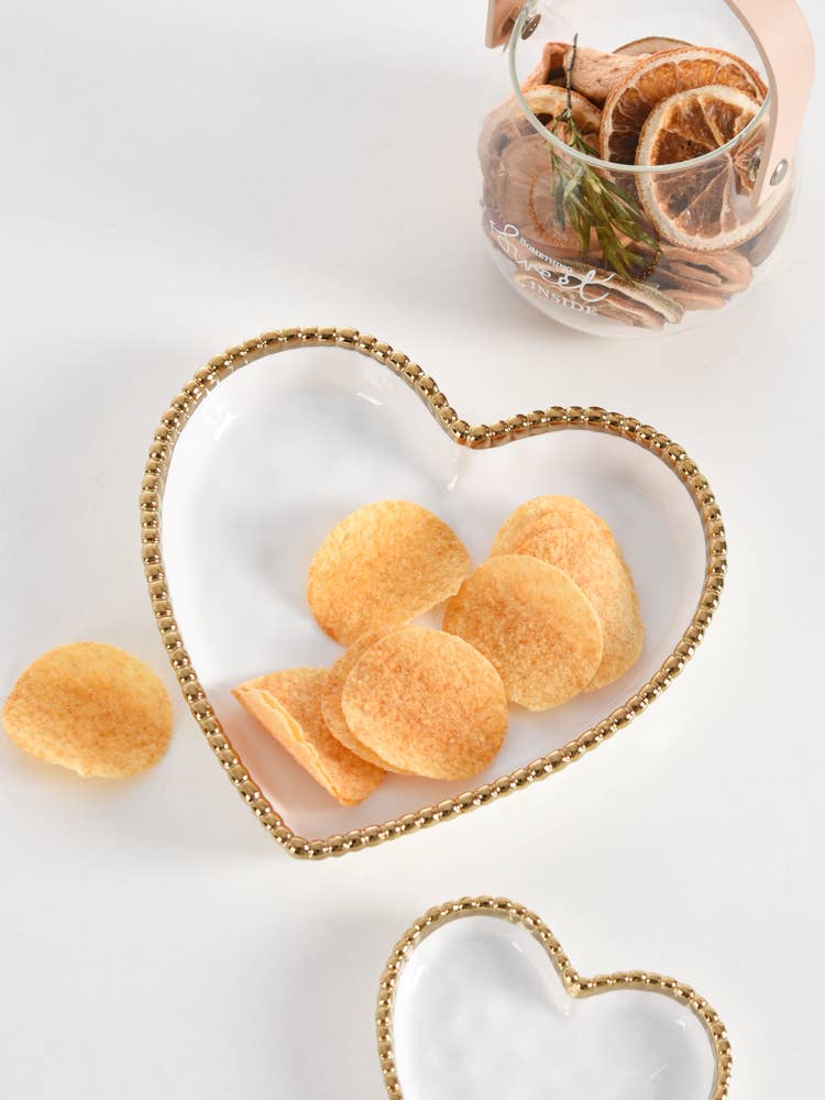 Heart Dish White with Gold Trim