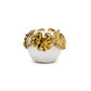 White Ceramic Candle Holder Gold Flower Design: Small