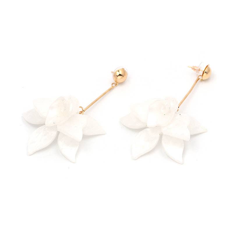 Francoise White Flower Drop Earrings