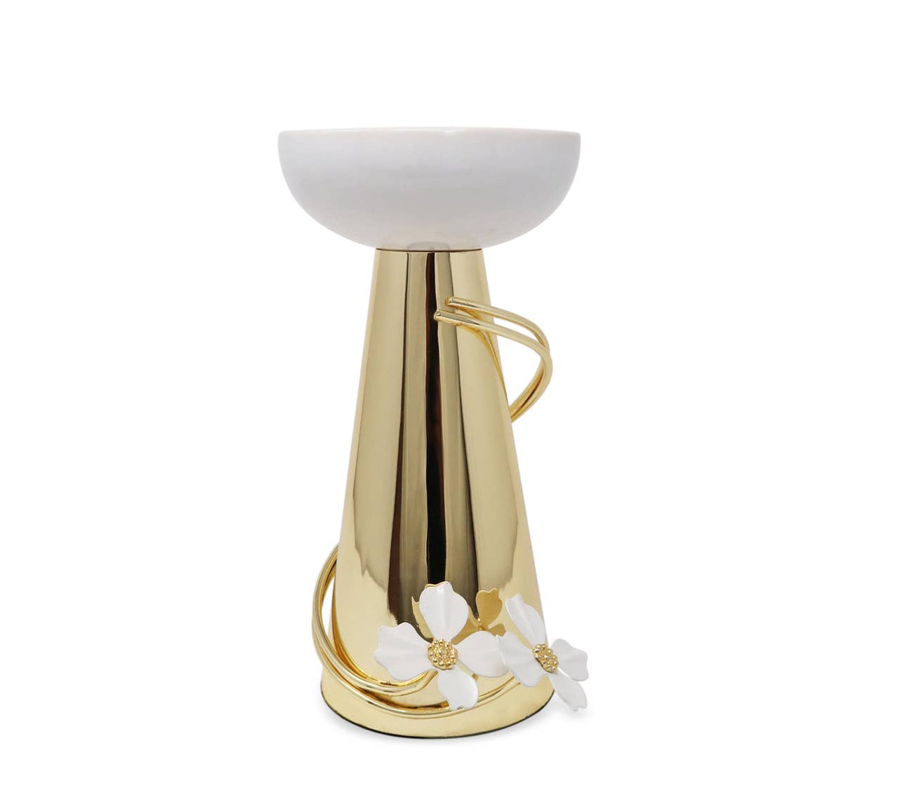 Porcelain Candlestick with Jewel Flower Detail