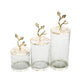 Glass Canister With White/Gold Marble Lid And Leaf Handle
