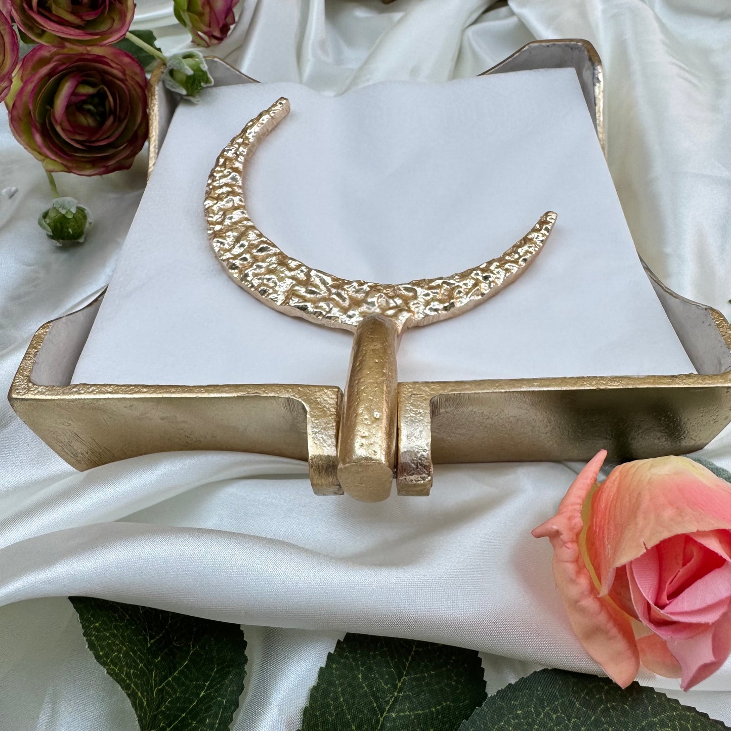 Gold And White Enamelled Napkin Holder