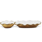 Hammered 2 Bowl Relish Dish With Gold Scalloped Edge