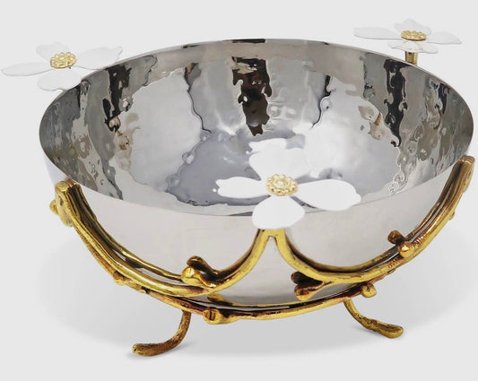 Stainless Steel Bowl with Jewel Flower Design