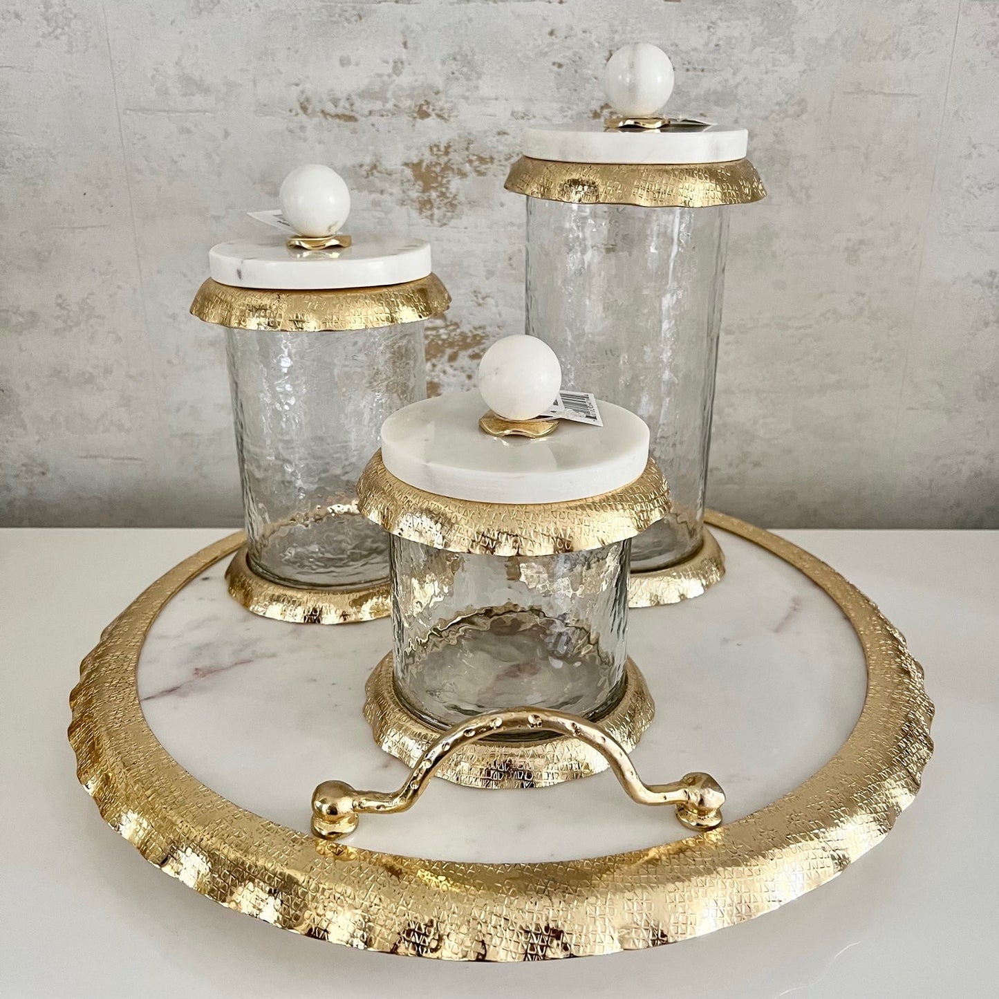 Gold Ruffled Marble tray