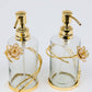 Glass Soap & Lotion Dispenser with Gold Enamel Flower Design