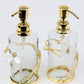 Glass Soap & Lotion Dispenser with Gold Jewel Flower Design