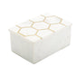 White Marble Decorative Box w/ Gold Hexagon Design on Cover
