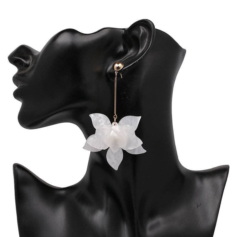 Francoise White Flower Drop Earrings